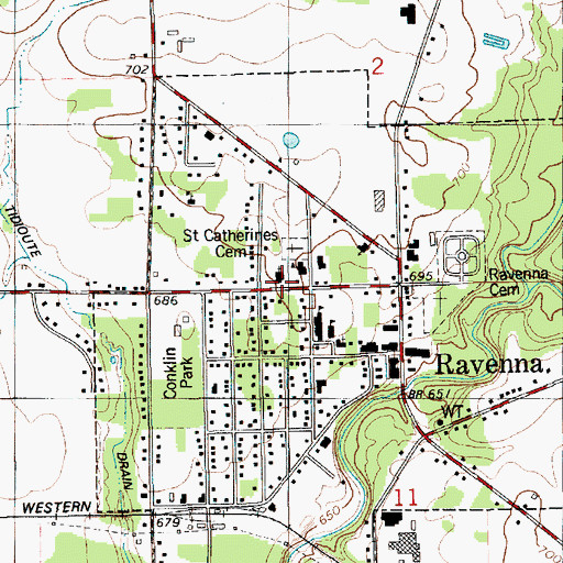 Topographic Map of Saint Catherine's Church, MI