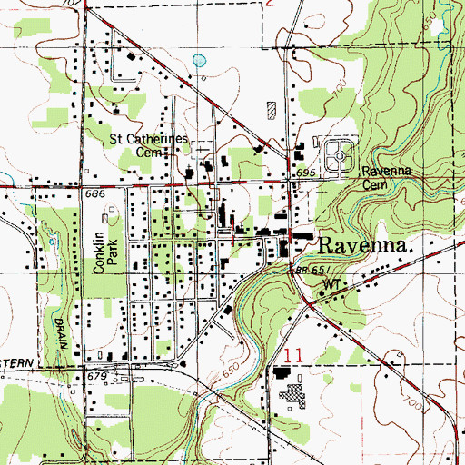Topographic Map of Ravenna United Methodist Church, MI