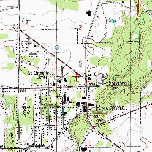 Topographic Map of First Reformed Church of Ravenna, MI