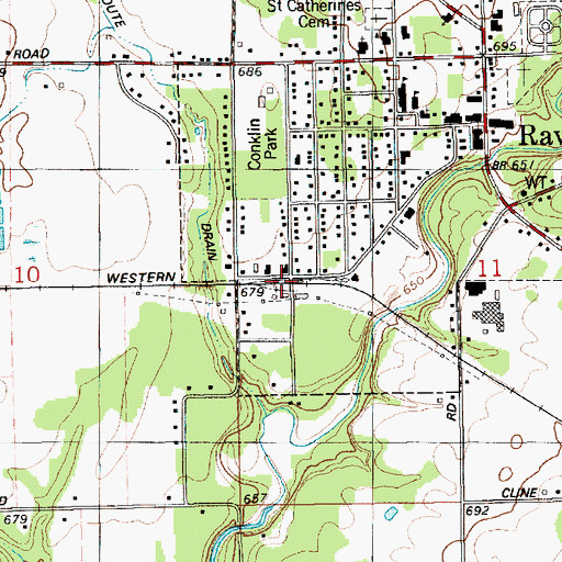 Topographic Map of Ravenna Station (historical), MI