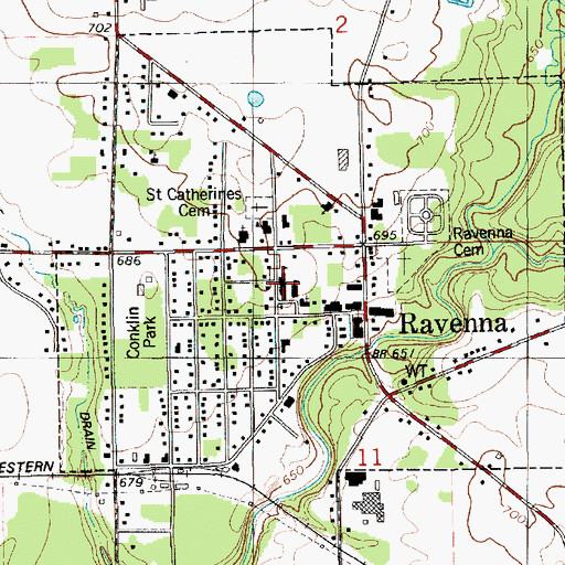 Topographic Map of Saint Catherine's School, MI