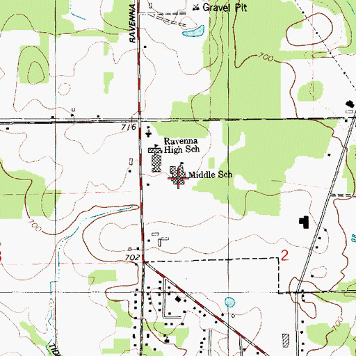 Topographic Map of Ravenna Middle School, MI