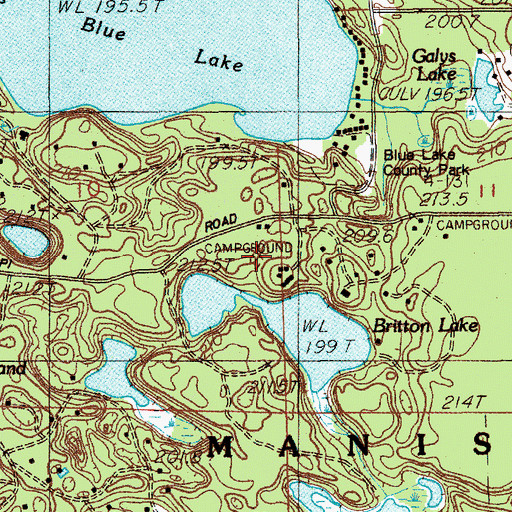 Topographic Map of Johnson Campground, MI