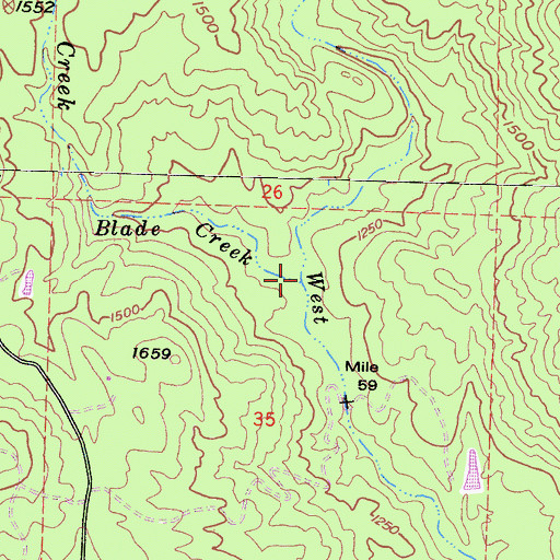 Topographic Map of Blade Creek, CA