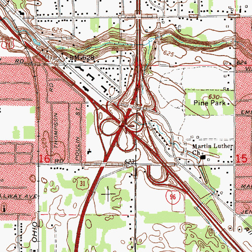 Topographic Map of Interchange 1AB, MI