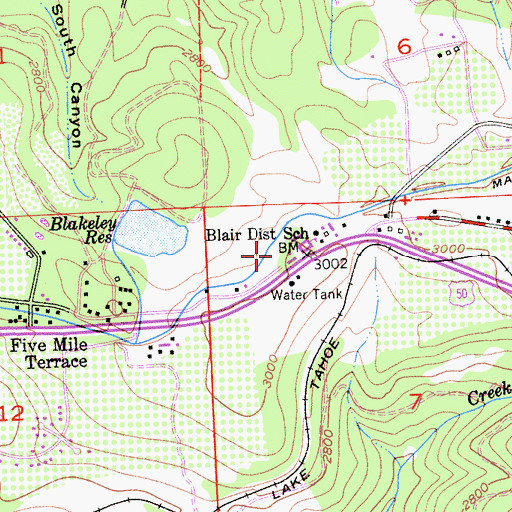 Topographic Map of Blair District School, CA