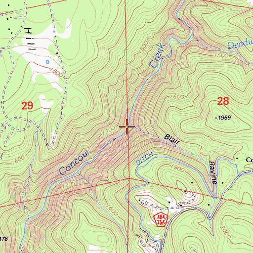 Topographic Map of Blair Ravine, CA