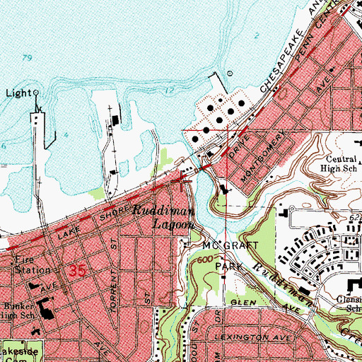 Topographic Map of Lakeside Historical Marker, MI