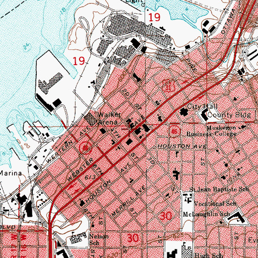 Topographic Map of Hackley Public Library Historical Marker, MI