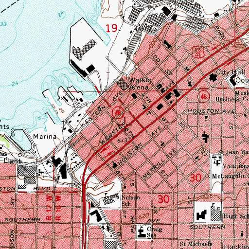Topographic Map of Hume House Historical Marker, MI