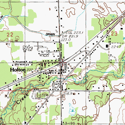 Topographic Map of Holton Station, MI