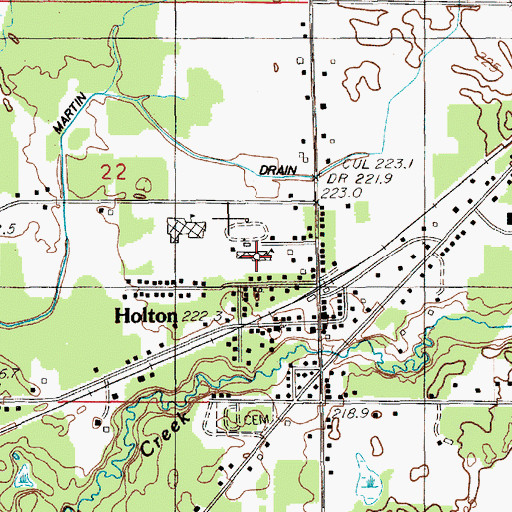Topographic Map of Holton High School, MI