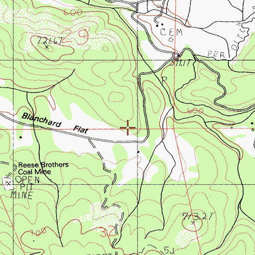 Topographic Map of Blanchard Flat School, CA