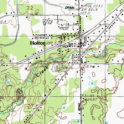 Topographic Map of Holton Lutheran Church, MI