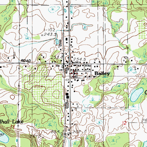 Topographic Map of Bailey Church of Christ, MI