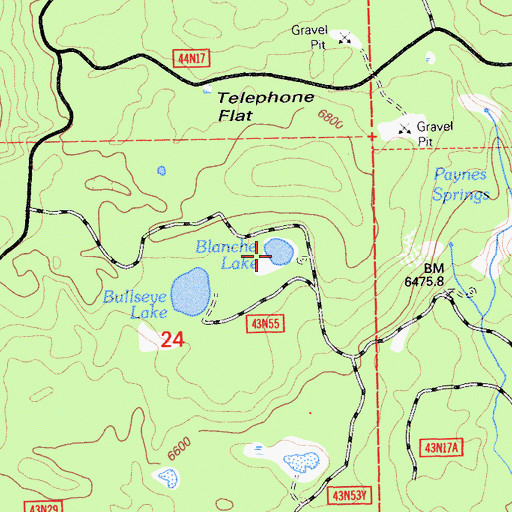 Topographic Map of Blanche Lake, CA