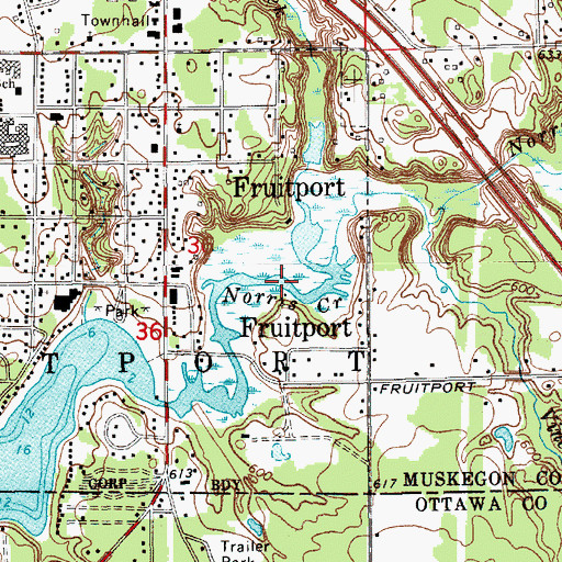 Topographic Map of Fruitport District Library, MI