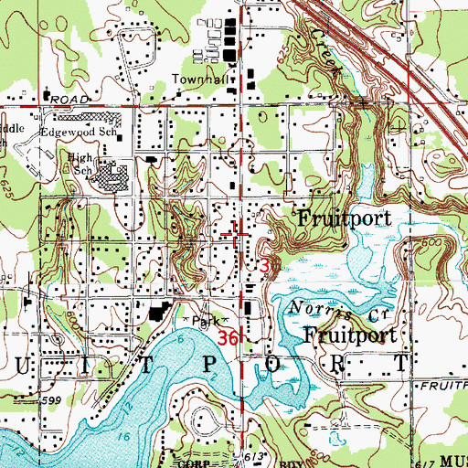 Topographic Map of Fruitport Post Office, MI