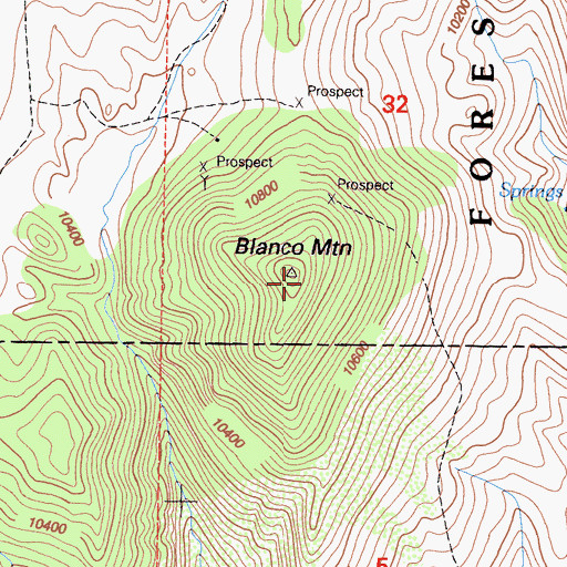 Topographic Map of Blanco Mountain, CA