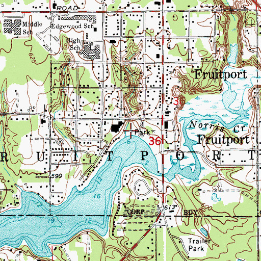 Topographic Map of Pomona Park, MI