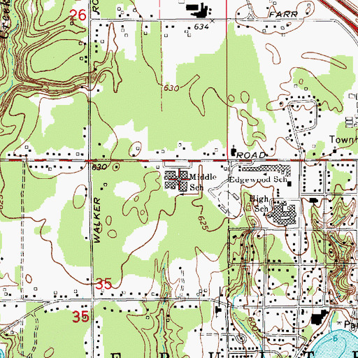 Topographic Map of Fruitport Middle School, MI