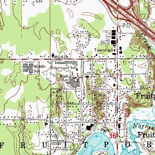 Topographic Map of Fruitport High School, MI