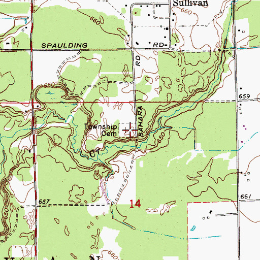 Topographic Map of Sullivan Township Cemetery, MI