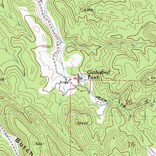Topographic Map of Cathedral Tank, AZ