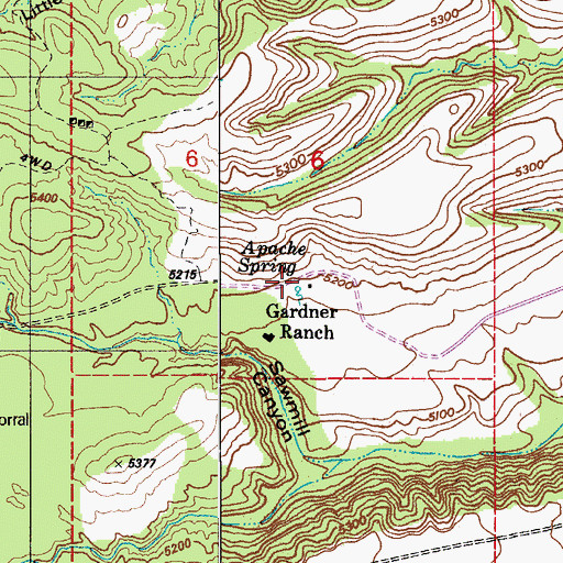 Topographic Map of Apache Spring, AZ