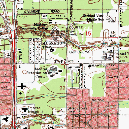 Topographic Map of Forest Home Cemetery (historical), MI