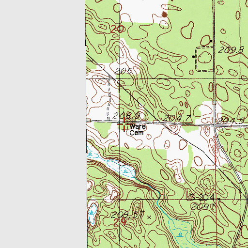 Topographic Map of Wave Cemetery, MI