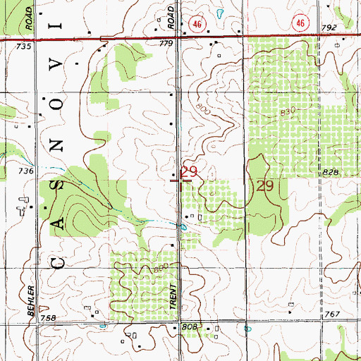 Topographic Map of Bell Place Cemetery, MI