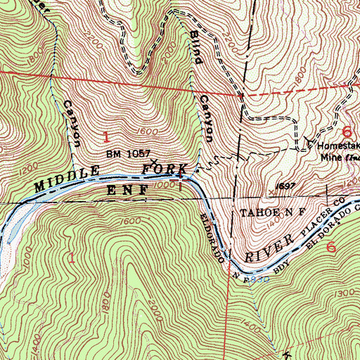Topographic Map of Blind Canyon, CA