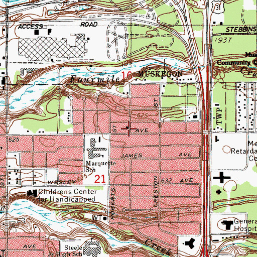 Topographic Map of Zion Baptist Church, MI