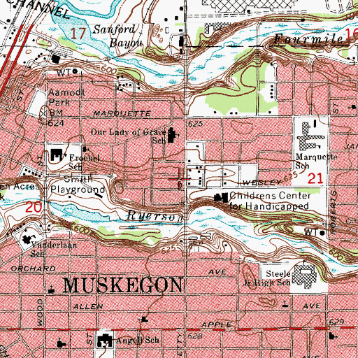 Topographic Map of Bethesda Baptist Church, MI