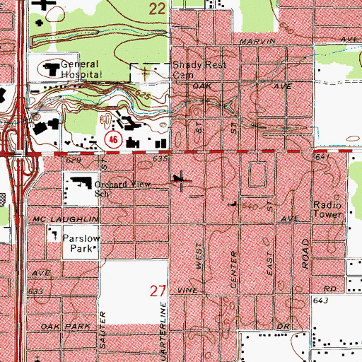 Topographic Map of First Baptist Church ABC, MI