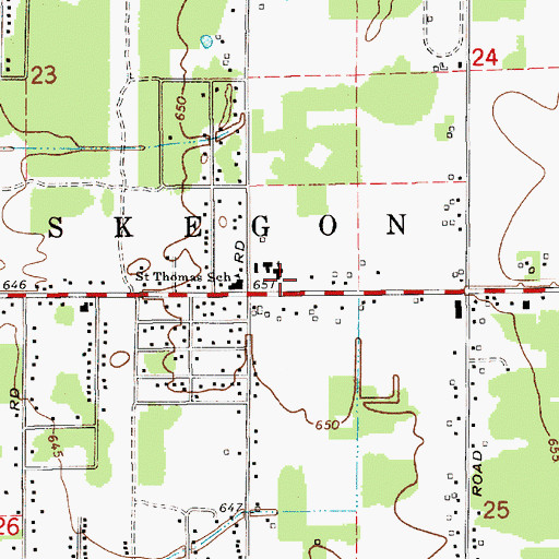 Topographic Map of Saint Thomas Church, MI