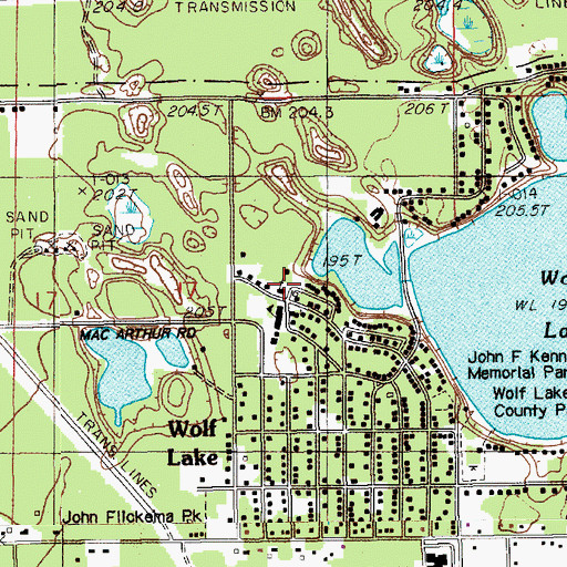 Topographic Map of Wolf Lake United Methodist Church, MI