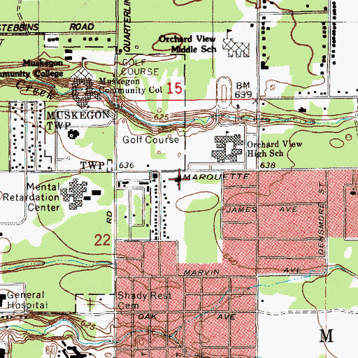 Topographic Map of Orchard View Congregational Church, MI