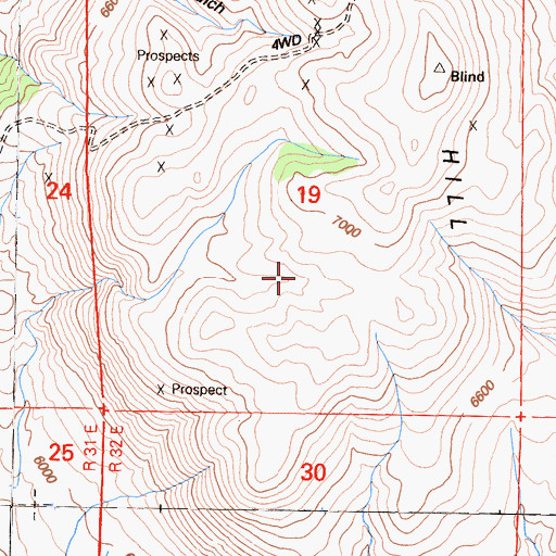 Topographic Map of Blind Spring Hill, CA