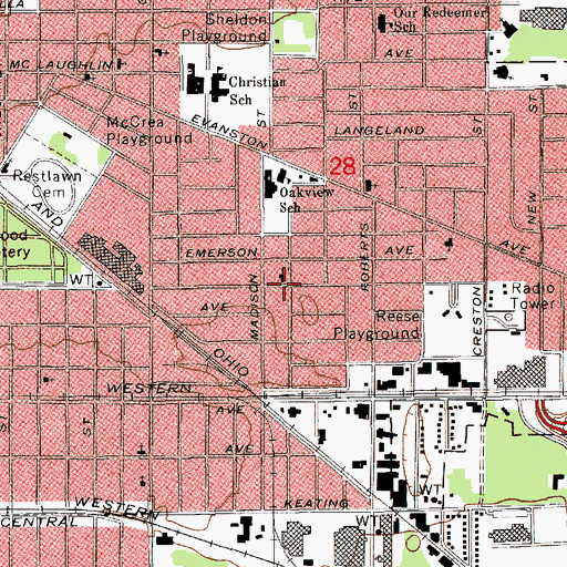 Topographic Map of First Wesleyan Church, MI