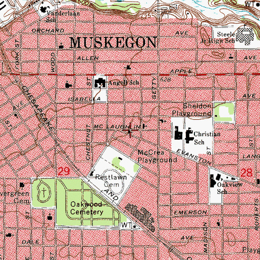 Topographic Map of Saint John Church of God and Christ, MI