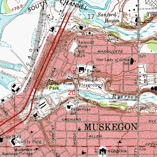 Topographic Map of Jackson Hill Baptist Church, MI