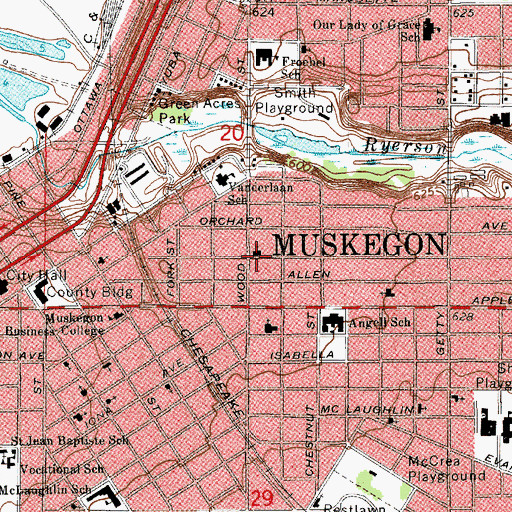 Topographic Map of John Wesley Zion Church, MI