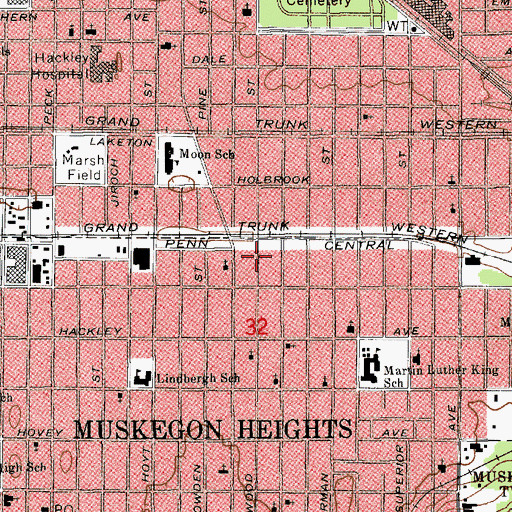 Topographic Map of Fountain of Love Church, MI