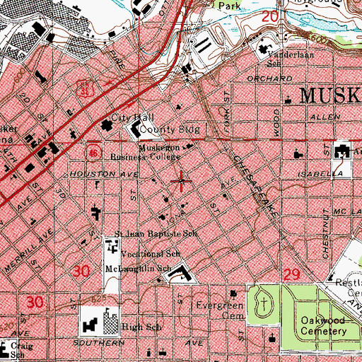 Topographic Map of Saint Luke's Baptist Church, MI