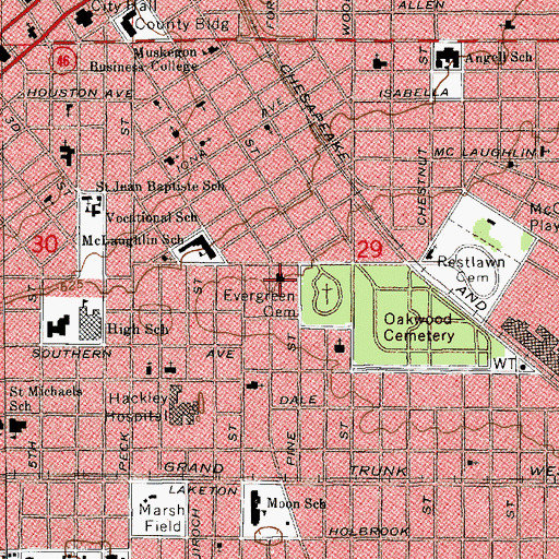 Topographic Map of Muskegon Seventh Day Adventist Church, MI