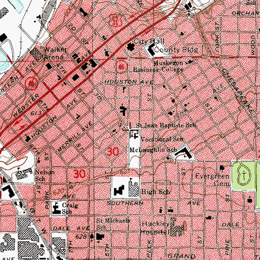 Topographic Map of Saint Jean Baptiste Catholic Church, MI