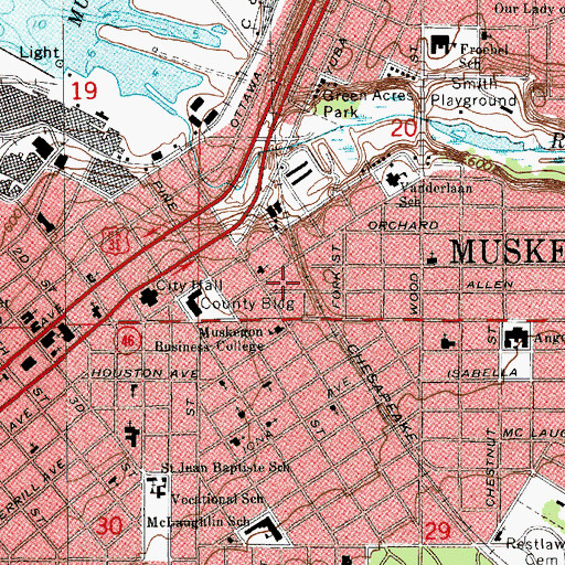 Topographic Map of Saint Mary's Church, MI