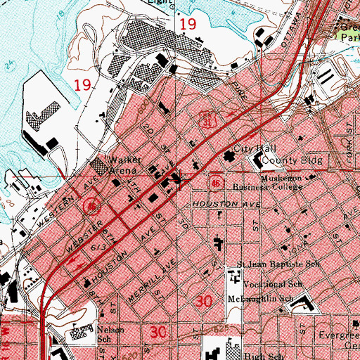 Topographic Map of Central United Methodist Church, MI
